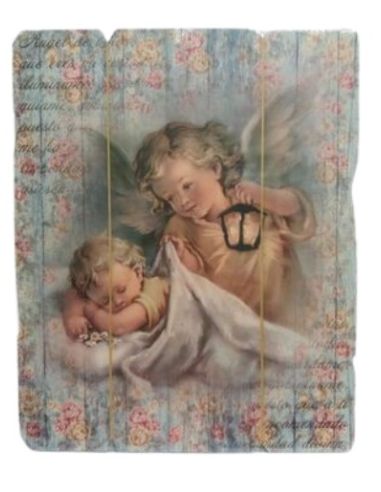 Tabla vintage 23x19cm angel con farol (12)