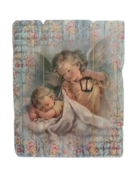 Tabla vintage 23x19cm angel con farol (12)