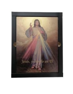 Triptico madera oro 19x13,5cm misericorida de jesus