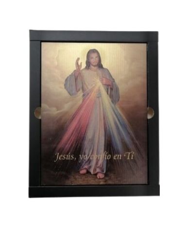 Triptico madera oro 19x13,5cm misericorida de jesus