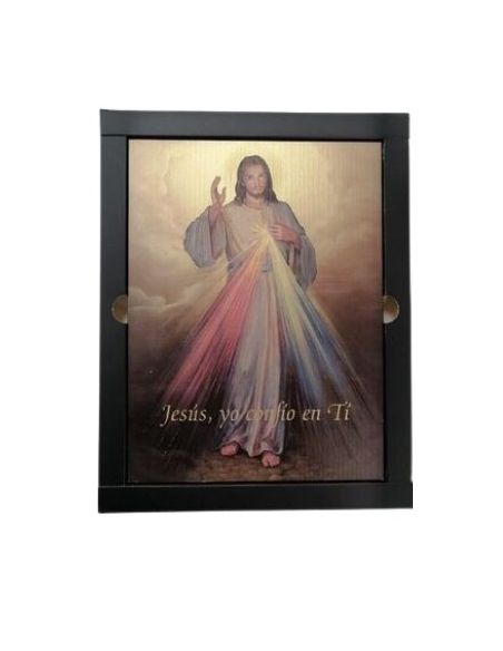 Triptico madera oro 19x13,5cm misericorida de jesus