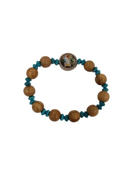 Brazalete Infantil Olivo Metal Azul Angel Guarda