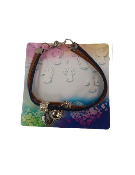 Pulsera Llamador Cordon Y Cuero Angel De La Guarda