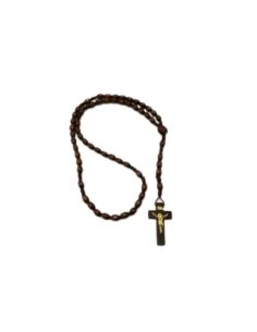 Rosario cuerda madera marron rojizo s/imagen
