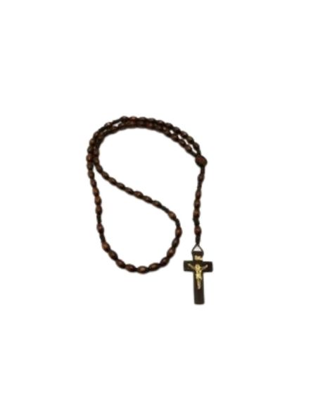 Rosario cuerda madera marron rojizo s/imagen