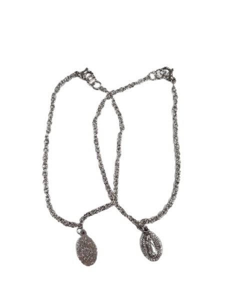 Pulsera cadena acero baño plata virgen guadalupe