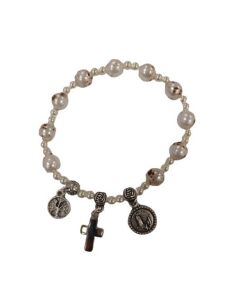 Brazalete Simil Perlas Fatima+Arbol+Cruz