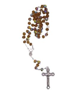 Rosario cristal multicaras con caja color topacio
