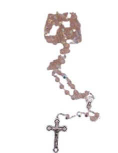 Rosario cristal multicaras con caja color rosa