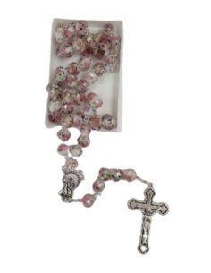 Rosario cristal cloisoné color blanco con caja