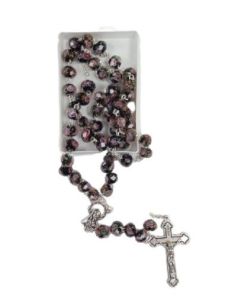 Rosario cristal cloisoné color negro con caja