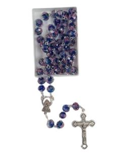 Rosario cristal cloisoné color azul oscuro con caja