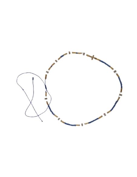 Collar rosario dorado azul