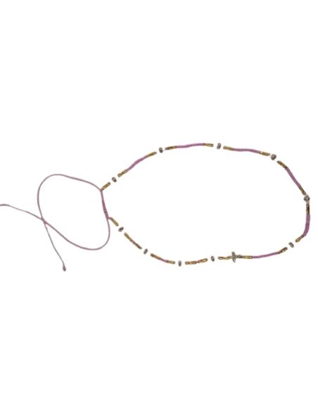 Collar rosario dorado rosa