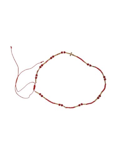 Collar rosario dorado rojo