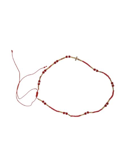 Collar rosario dorado rojo