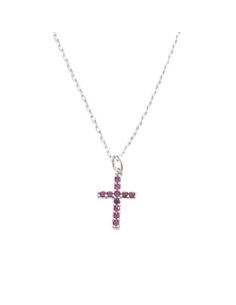 Gargantilla plata  con cruz cristal rojo