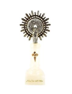 Virgen del pilar alabastro corona metal 15,5cm