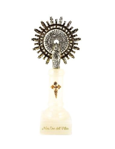 Virgen del pilar alabastro corona metal 15,5cm