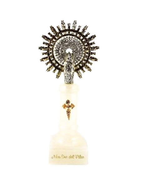 Virgen del pilar alabastro corona metal 15,5cm