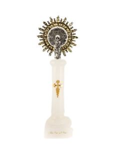 Virgen del pilar alabastro blanca corona metal 25cm