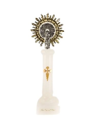 Virgen del pilar alabastro blanca corona metal 25cm
