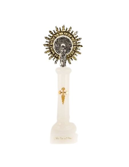 Virgen del pilar alabastro blanca corona metal 25cm