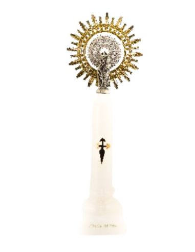 Virgen del pilar alabastro corona metal 28cm