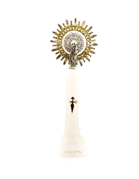 Virgen del pilar alabastro corona metal 28cm