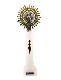 Virgen del pilar alabastro corona metal 37cm