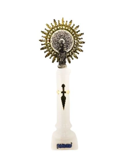 Virgen del pilar alabastro corona metal 37cm