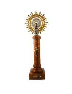 Virgen del pilar metal/alabastro marron 28cm