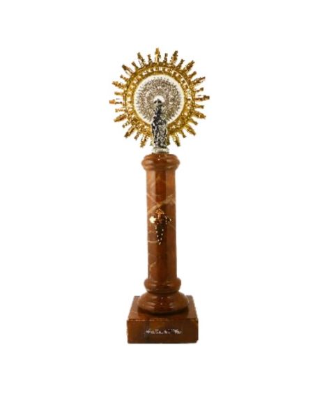 Virgen del pilar metal/alabastro marron 28cm