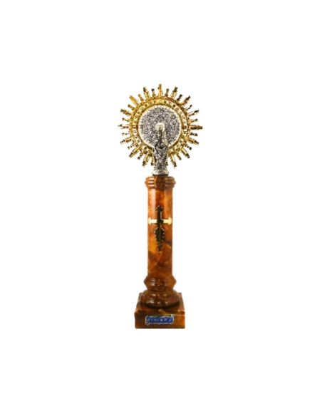 Virgen del pilar metal/alabastro marron 37cm