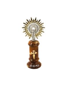 Virgen del pilar metal/alabastro marron 11,5cm