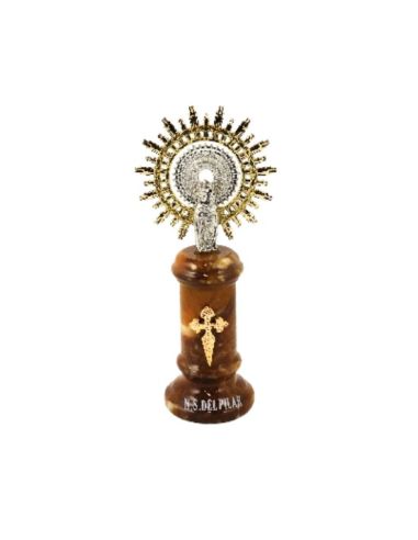 Virgen del pilar metal/alabastro marron 11,5cm