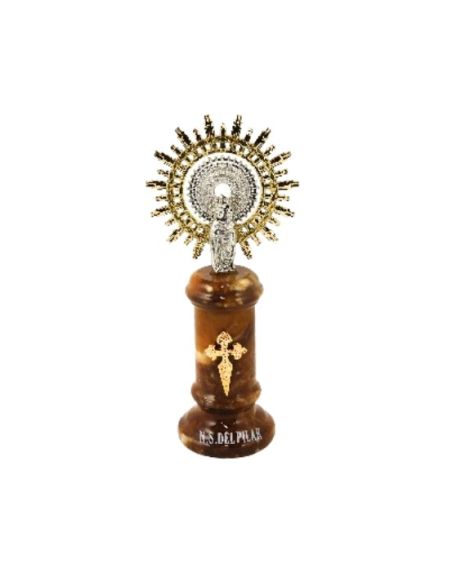 Virgen del pilar metal/alabastro marron 11,5cm