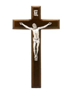 Crucifijo madera cuerpo metal 20x10