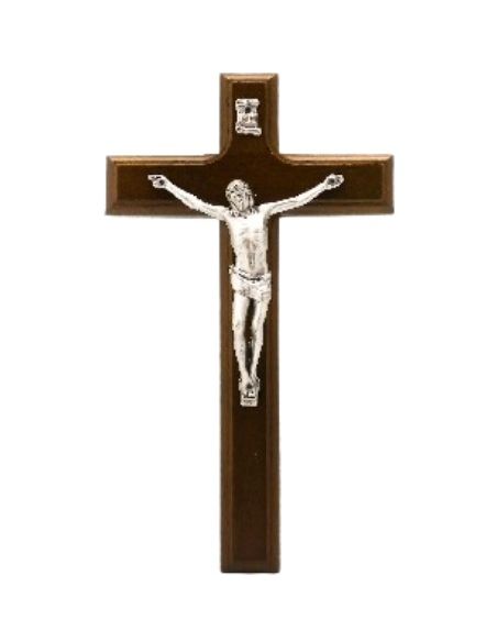Crucifijo madera cuerpo metal 20x10