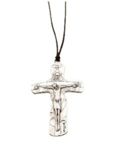 Cruz metal plateado 7cm c/ cordon jubileo 2000 ºººº