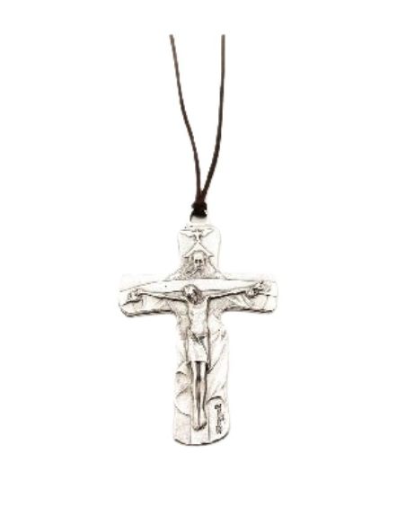 Cruz metal plateado 7cm c/ cordon jubileo 2000 ºººº