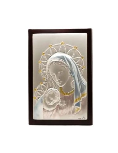 Cuadro madera nogal plata color 14,5x21cm maternidad 1558
