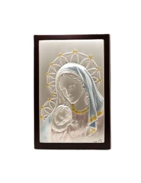 Cuadro madera nogal plata color 14,5x21cm maternidad 1558