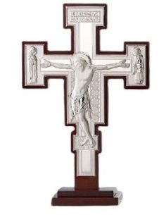 Cruz plata san damian 30cm c/base