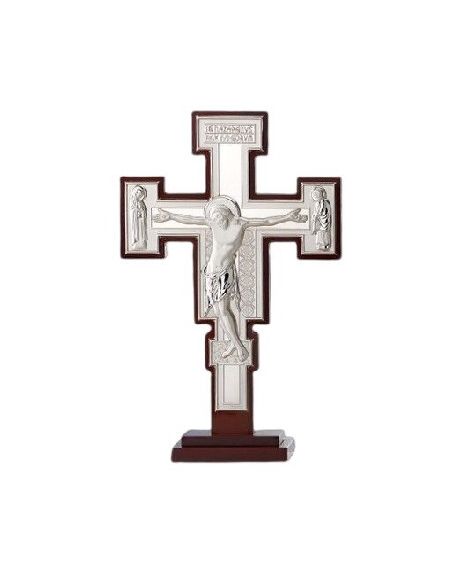 Cruz plata san damian 30cm c/base