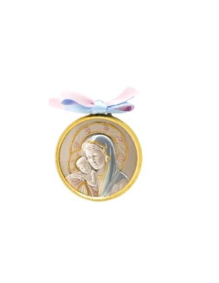 Med. cuna plata/dorada 7cm lazo maternidad 2191