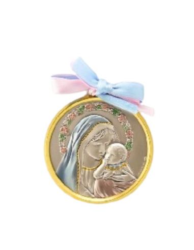 Med. cuna plata/dorada 7cm lazo maternidad 2198