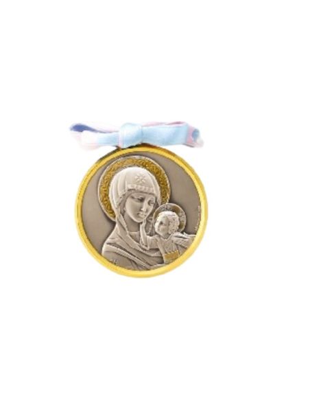 Med. cuna plata/dorada 7cm lazo maternidad 2199