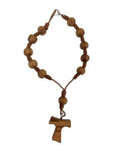 Pulsera Cuerda Madera Cruz Tau