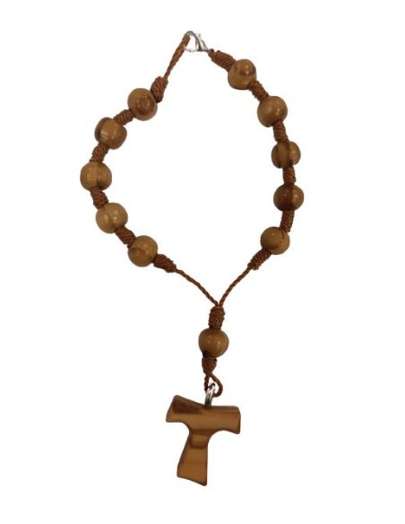 Pulsera Cuerda Madera Cruz Tau